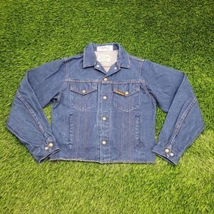 Vintage Cropped Denim Jacket Womens Small 17x20 Dark-Wash